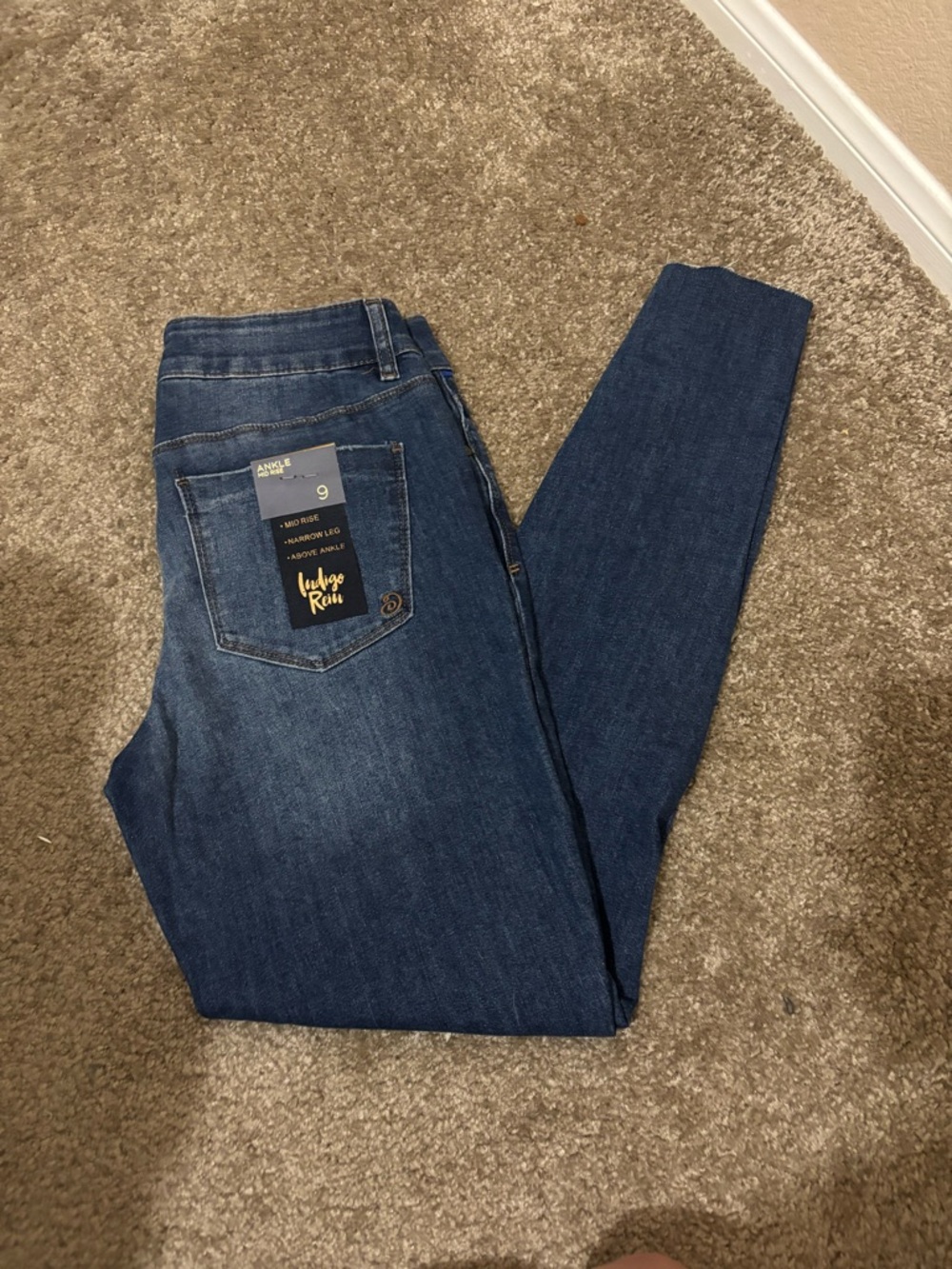 Indigo Rein Women’s Mid-Rise Skinny Jeans - Dark Blue Repreve size 9